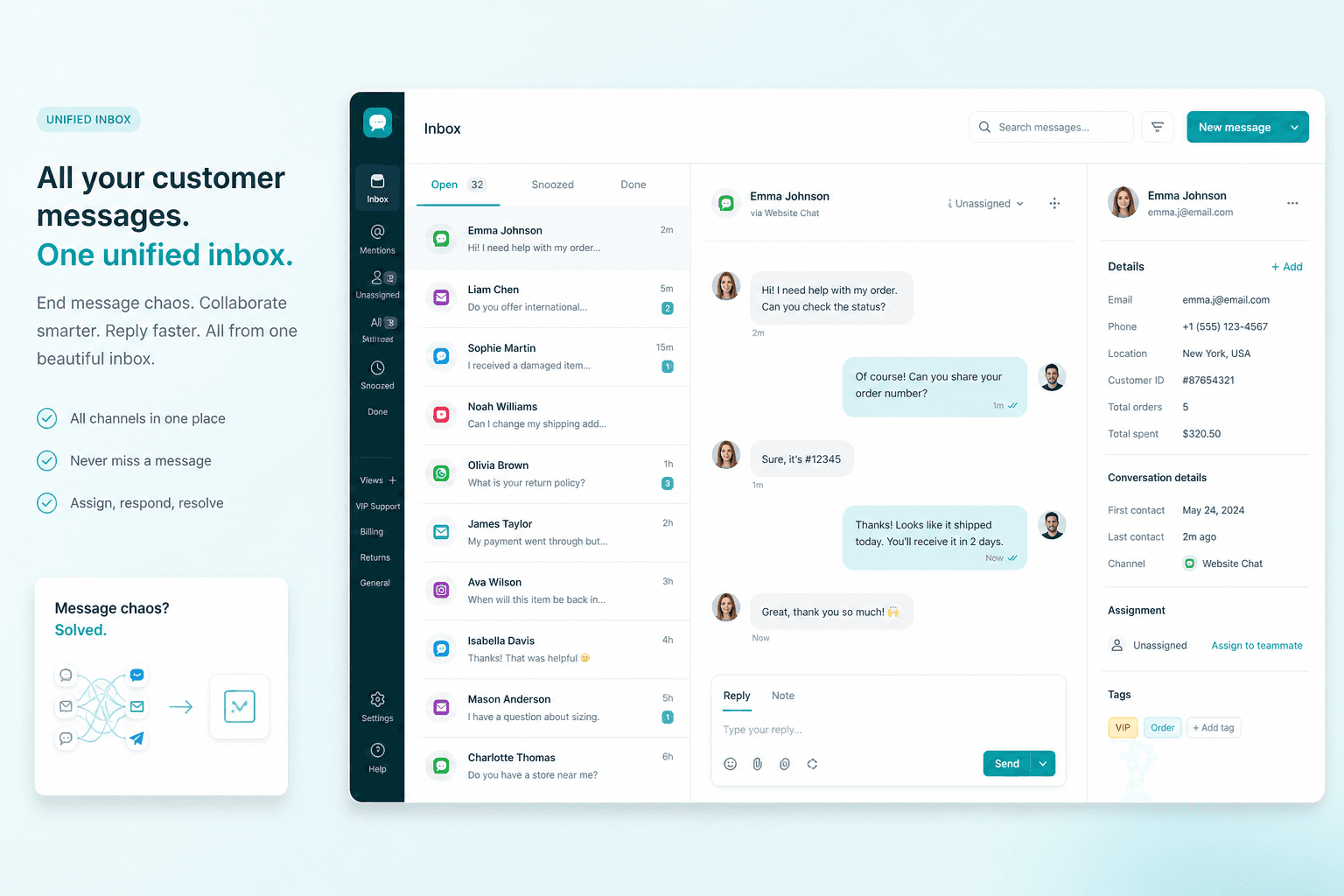Unified customer messaging inbox